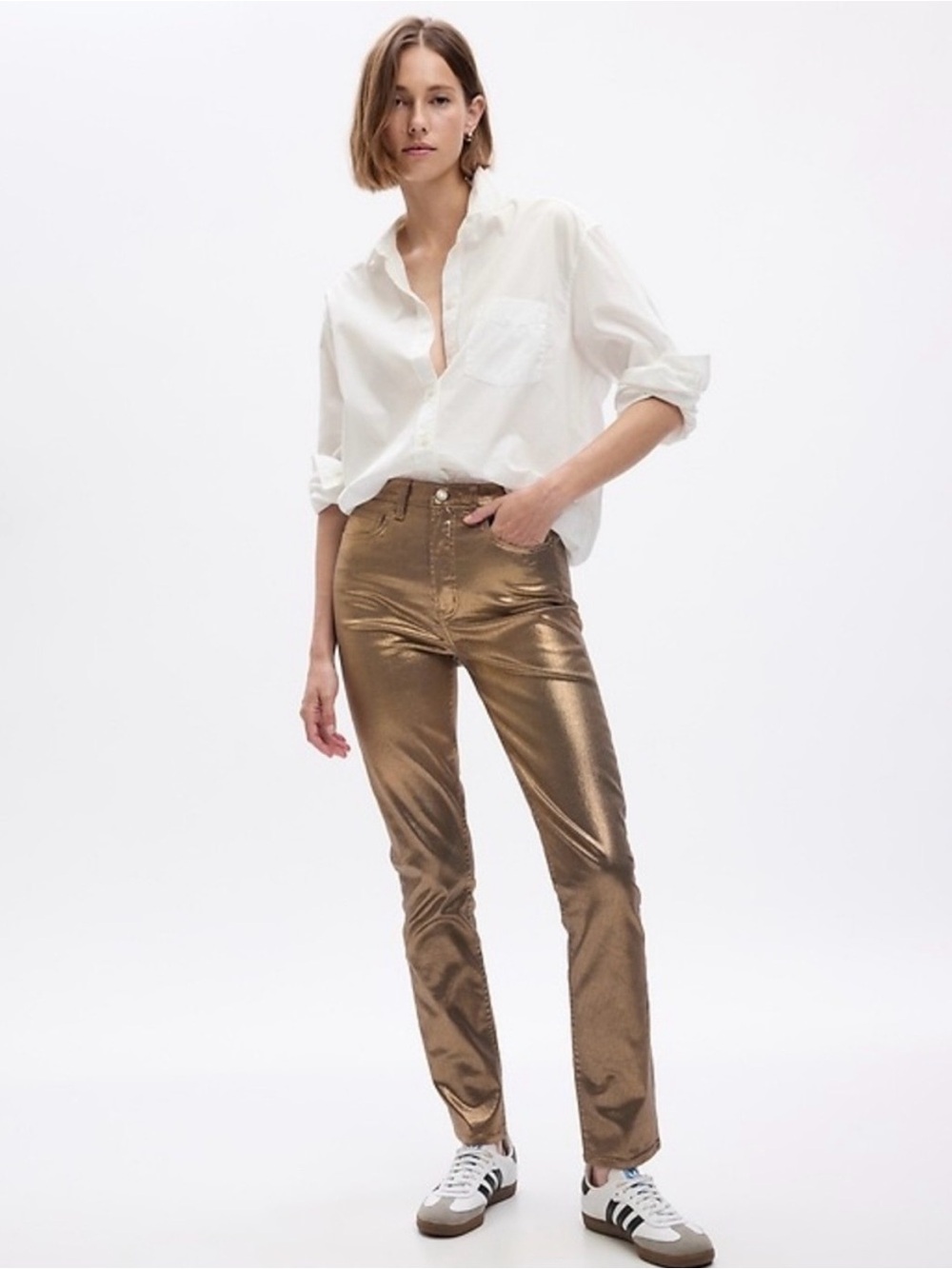GAP Vintage Slim Metallic Gold High Rise, Perfect for Fall & Winter, Size 28 NWT